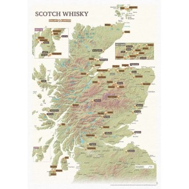 Scratch Off Scotland Whisky Distilleries Wall Map