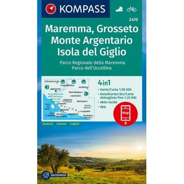 Maremma, Grosseto, Mount Argentario, Giglio Island | Kompass hiking map 2470