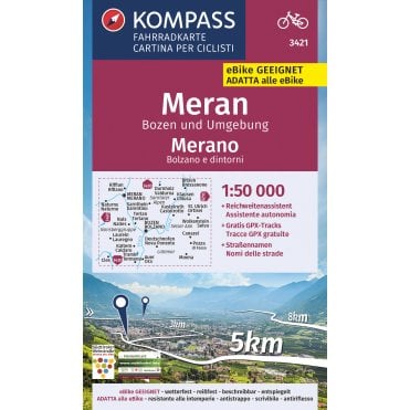 Meran/Marano, Bolzano and surroundings | Kompass cycling map 3421