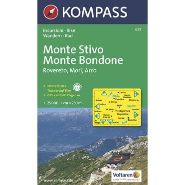 Monte Stivo, Monte Bondone, Rovereto, Mori, Arco | Kompass hiking map 687