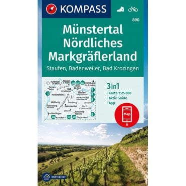 Munster, North Markgraeflerland, Staufen, Badenweiler, Bad Krozingen | Kompass hiking map 890