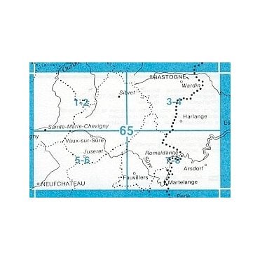 Bastogne - Wardin - Belgium IGN Topo map 65/3-4