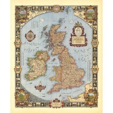 A Modern Pilgrim's Map of the British Isles - Published 1937