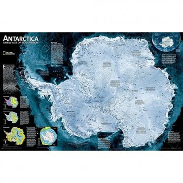 Antarctica Satellite Wall Map - Laminated (31.25 x 20.25 inches)