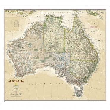 Australia Political Antique Style 'Executive' Wall Map (30.25 x 27.25 inches)