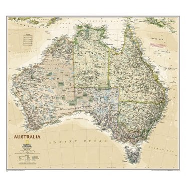 Australia Political Antique Style 'Executive' Wall Map - Laminated (30.25 x 27.25 inches)