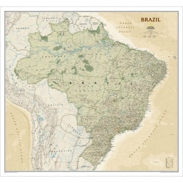Brazil Political Antique Style 'Executive' Wall Map (41 x 38 inches)