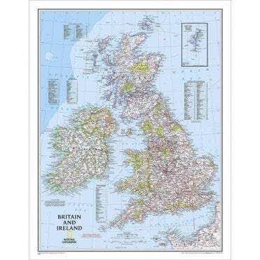 Britain and Ireland Political Wall Map - (23.5 x 30.25 inches)
