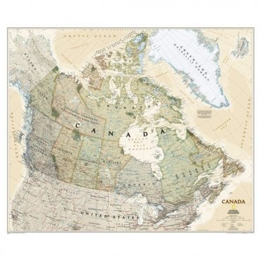 Canada Political Antique Style 'Executive' Wall Map - Laminated (38 x 32 inches)