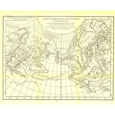 Carte Generale Des Decouvertes De Lamiral De Fonte 1752 - Pu