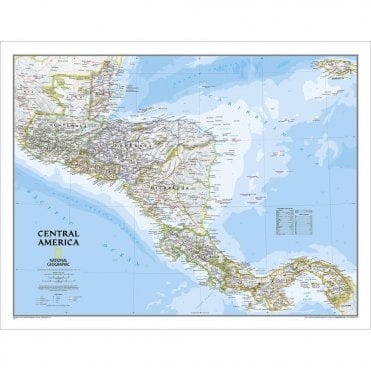 Central America Political Wall Map (28.75 x 22.25 inches)