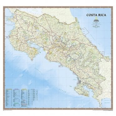 Costa Rica Wall Map (38 x 36 inches)