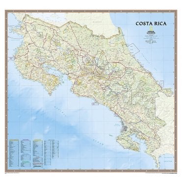 Costa Rica Wall Map - Laminated (38 x 36 inches)
