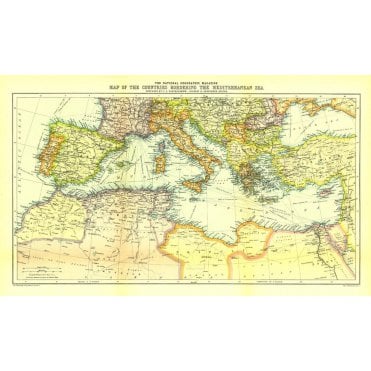 Countries Bordering the Mediterranean Sea - Published 1912