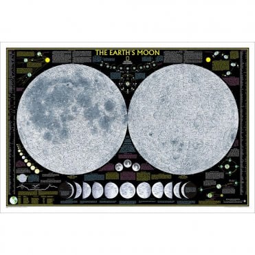 Earth's Moon Wall Map - Laminated (42.5 x 28.5 inches)