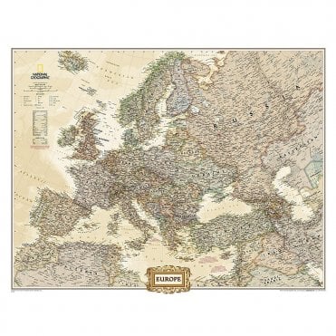 Europe Political Antique Style 'Executive' Wall Map  (30.5 x 23.75 inches)