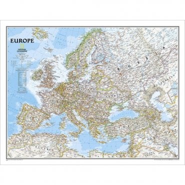 Europe Political Wall Map - Laminated (30.5 x 23.75 inches)