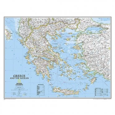 Greece Political Wall Map - Laminated (30.25 x 23.5 inches)