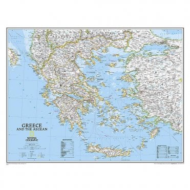 Greece Political Wall Map (30.25 x 23.5 inches)