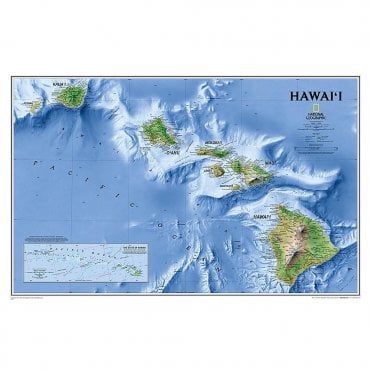 Hawaii Wall Map (34.75 x 22.75 inches)