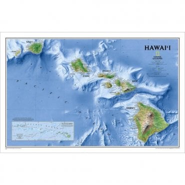 Hawaii Wall Map - Laminated (34.75 x 22.75 inches)