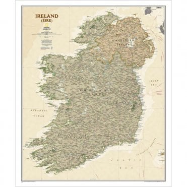Ireland Political Antique Style 'Executive' Wall Map (30 x 36 inches)