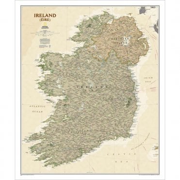 Ireland Political Antique Style 'Executive' Wall Map - Laminated (30 x 36 inches)