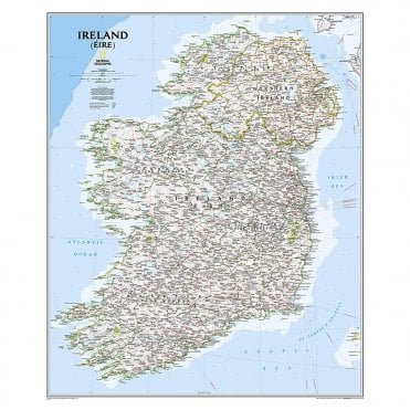 Ireland Political Wall Map (30 x 36 inches)