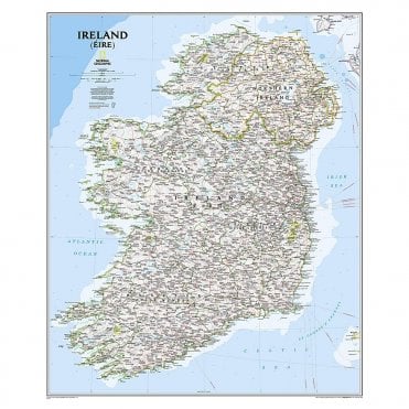 Ireland Political Wall Map - Laminated (30 x 36 inches)
