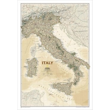 Italy Political Antique Style 'Executive' Wall Map (23.25 x 34.25 inches)
