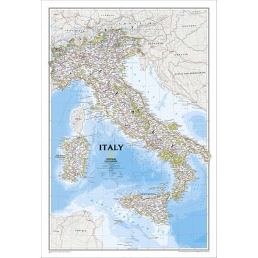 Italy Political Wall Map (23.25 x 34.25 inches)