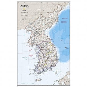 Korean Peninsula Political Wall Map - Laminated (23.25 x 35.75 inches)