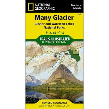 Many Glacier: Glacier and Waterton Lakes National Parks Trail Map - Nat Geo 314
