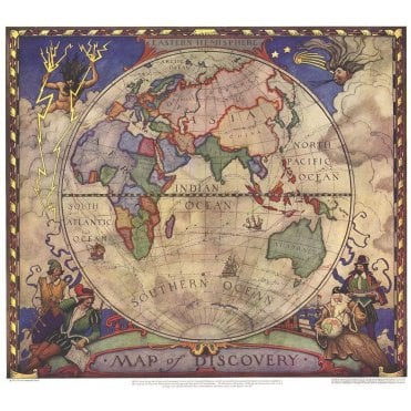 Map of Discovery, Eastern Hemisphere - Published 1928
