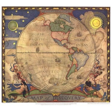 Map of Discovery, Western Hemisphere - Published 1928