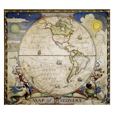 Map of Discovery, Western Hemisphere Wall Map (19 x 21 inches)