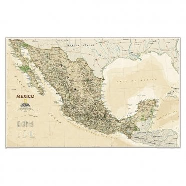 Mexico Political Antique Style 'Executive' Wall Map - Laminated (34.5 x 22.75 inches)