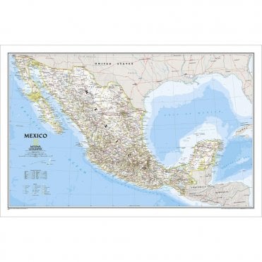Mexico Political Wall Map (34.5 x 22.5 inches)