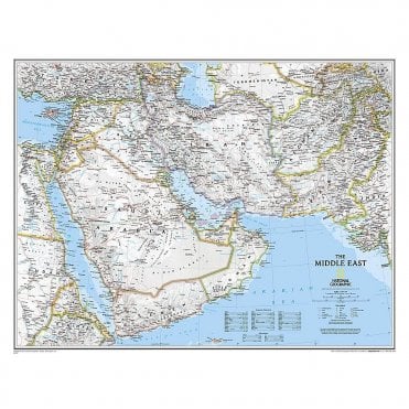 Middle East Political Wall Map (30.25 x 23.5 inches)