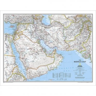 Middle East Political Wall Map - Laminated (30.25 x 23.5 inches)