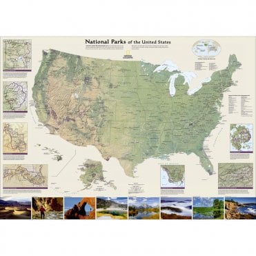 National Parks of the United States Wall Map (42 x 30 inches)