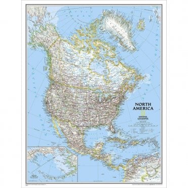 North America Political Enlarged Wall Map (35.75 x 46.25 inches)