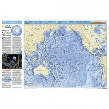 Pacific Ocean Floor Wall Map (31.75 x 20.75 inches)