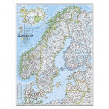 Scandinavia Political Wall Map (23.5 x 30.25 inches)