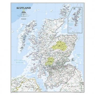 Scotland Political Wall Map - Laminated (30 x 36 inches)