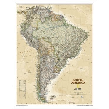 South America Political Antique Style 'Executive' Wall Map - Laminated (23.5 x 30.25 inches)