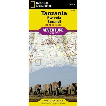 Tanzania, Rwanda, and Burundi Adventure Map - Nat Geo 3206