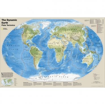 The Dynamic Earth, Plate Tectonics Wall Map (36 x 24 inches)