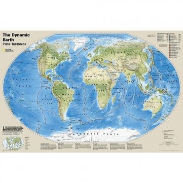 The Dynamic Earth, Plate Tectonics Wall Map - Laminated (36 x 24 inches)