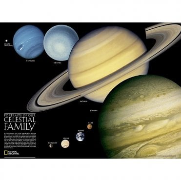 The Solar System: 2 sided Wall Map (24.25 x 18.25 inches)